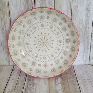 Signature Scadanivian Large Salad Bowl Blue 8 1/4 Embossed Pink